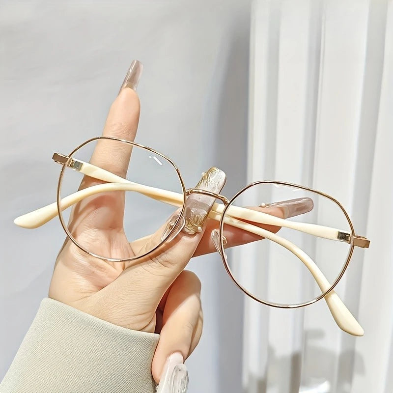 【+100~+400】Simple Classic Round Metal Frame Women'S Reading Glasses Suitable for Daily Reading and Wear Glasses