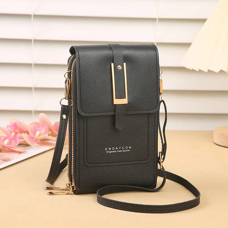 New transparent touchscreen phone bag trend simple crossbody small bag phone women's bag change bag vertical design
