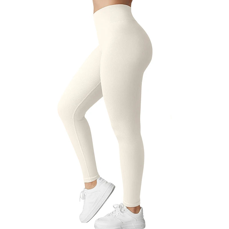 Autumn and Winter Women's Seamless Thread Elastic Sports Fitness Pants High Waist Lifting Hip Quick Drying Yoga Pants