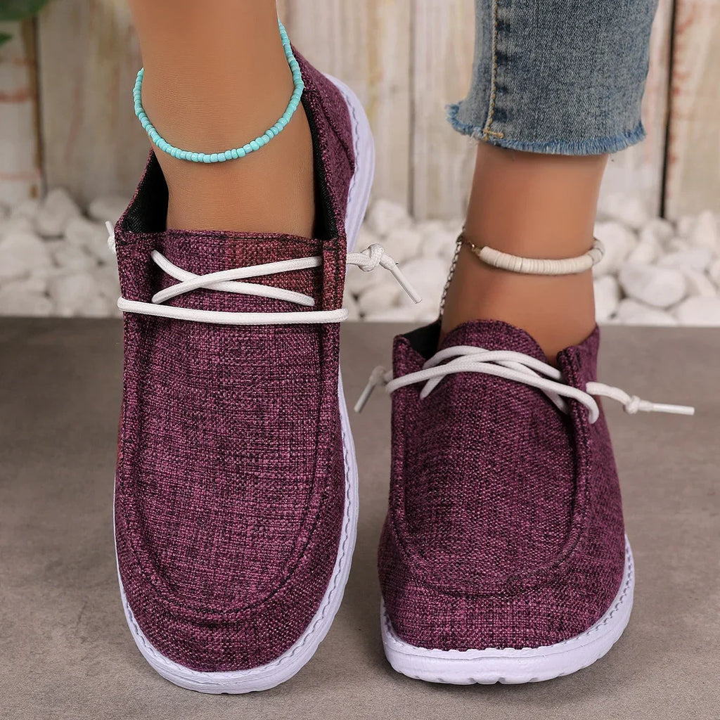 2024 Autumn New Women Casual Comfortable Flat Shoes Women Solid Lace-up Loafers Women Fashion Sports Shoes Zapatos De Mujer