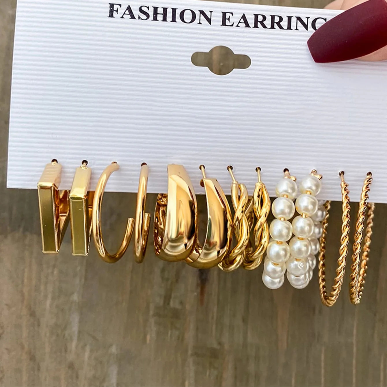 Boho Big Metal Circle Hoop Earring Set for Women Gold Color Bohemia Vintage Pearl Earring Zircon Ear Studs Jewelry Party Gifts