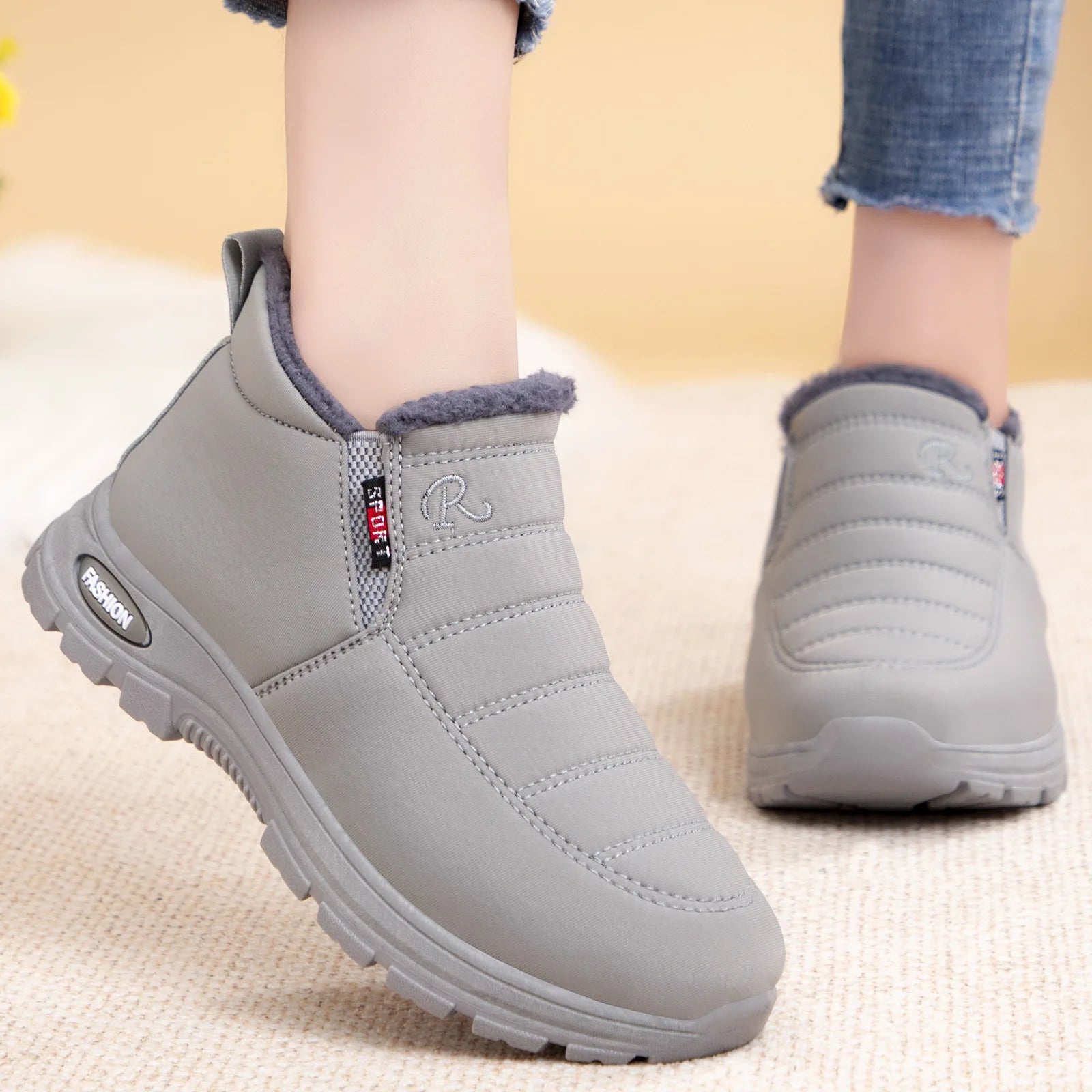 Large Size Women's Cotton Boots, Cold Resistant and Warm Cotton Boots, High Top Snow Boots with Thickened Fleece