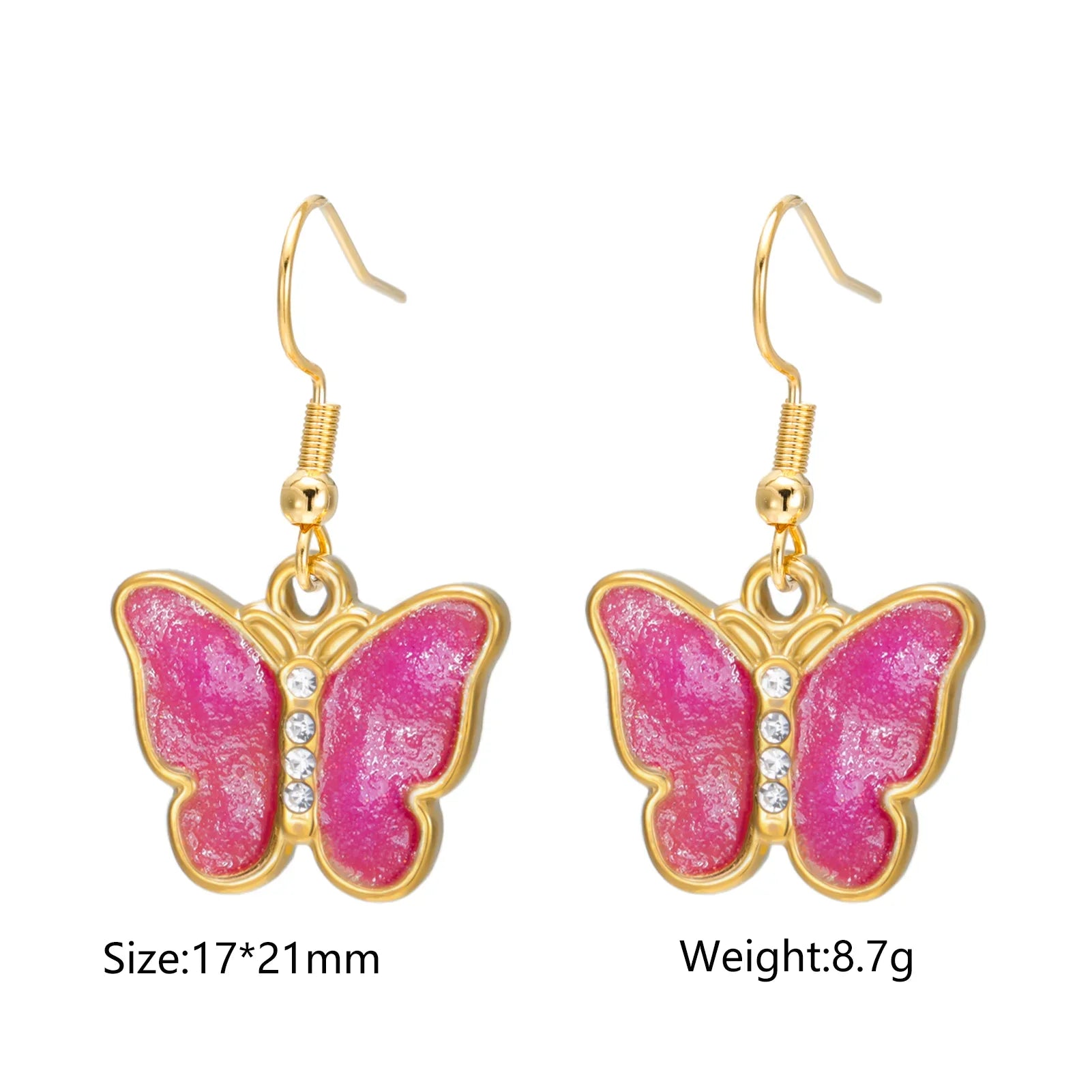 Cazador Stainless Steel Colorful Butterfly Earrings Drop Earrings For Women Girls Jewelry Party Birthday Gift Wholesale