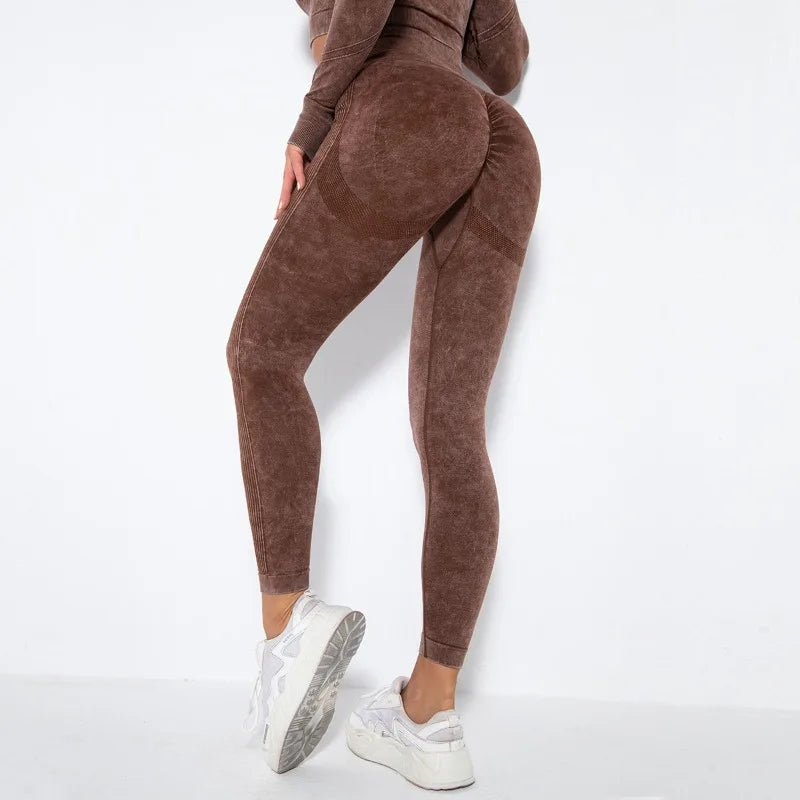 Seamless High Waist Yoga Pants Women Matte Washed Leggings High Elastic Sexy Hip Liftting Gym Workout Running Sports Leggings