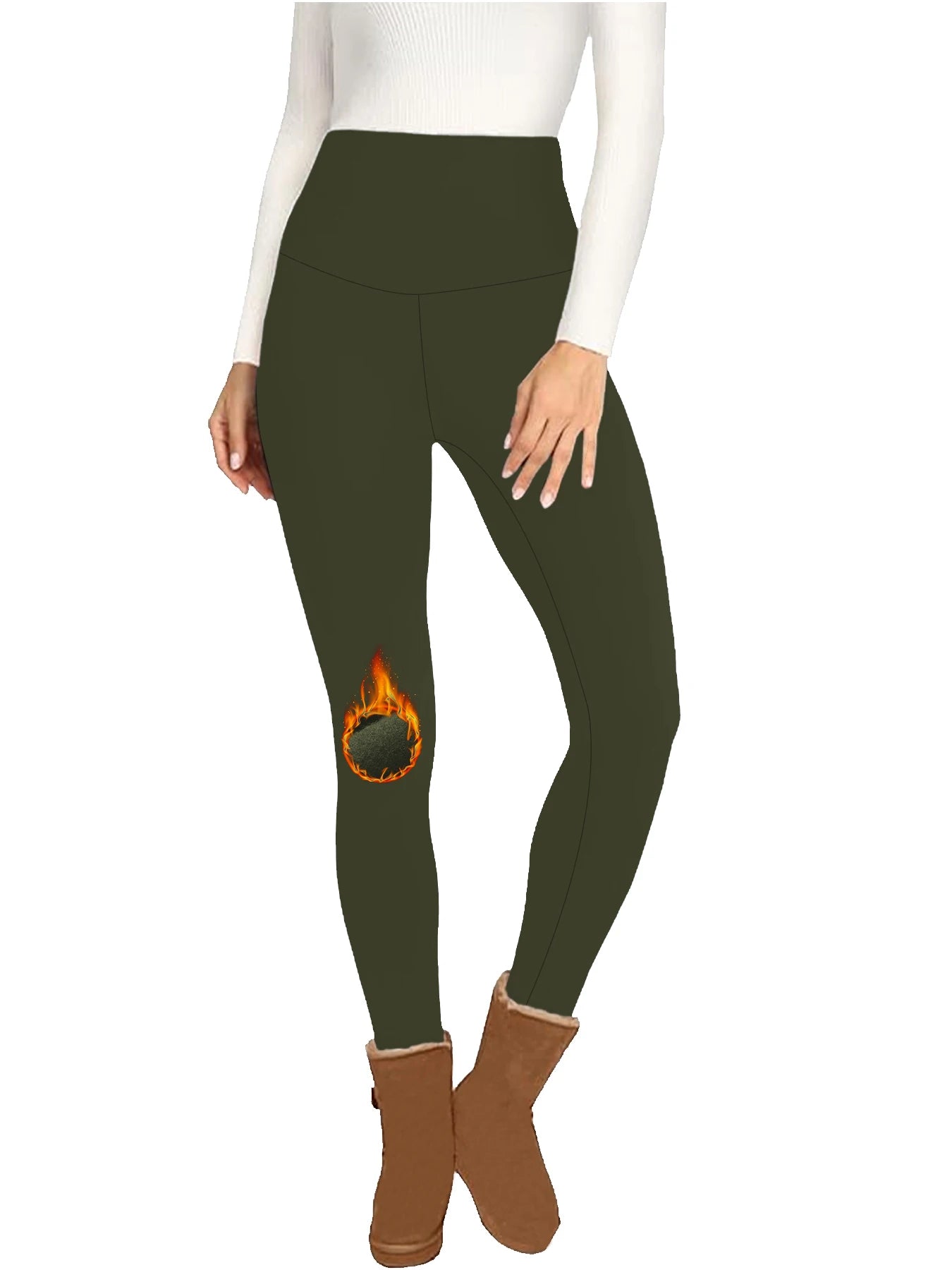 Womens Thermal Fleece Lined High Waisted Leggings. Workout Winter Warm Thick Tights Soft Yoga Pants