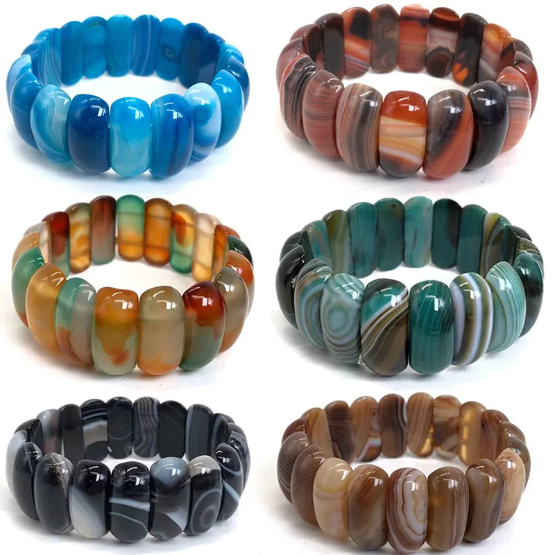natural botswana agates/Red Blue Sardonyx stone beads bracelet natural gem stone bangle fine jewelry woman for gift wholesale !