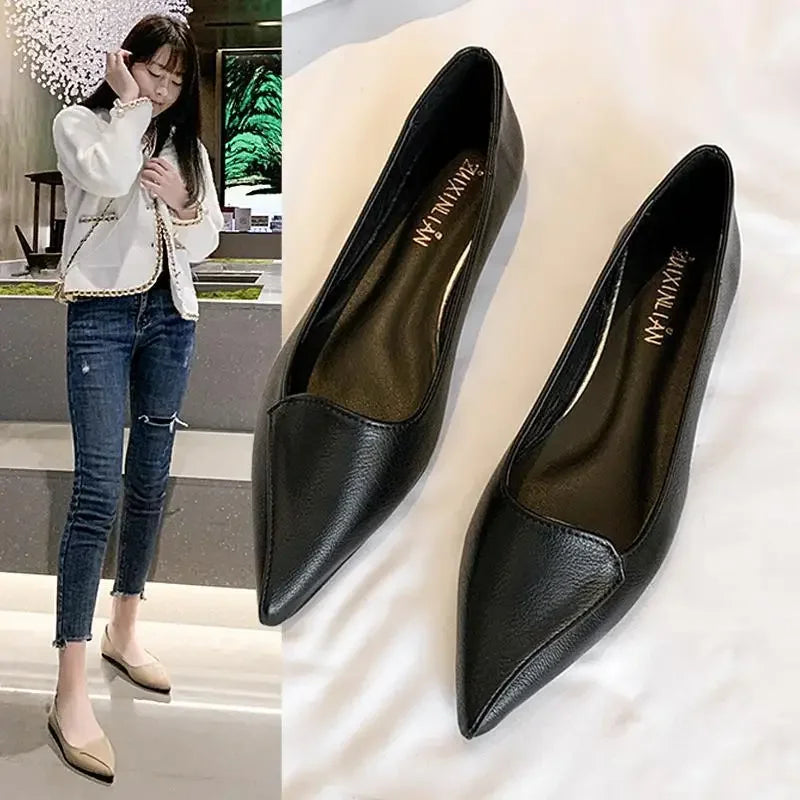Simple Solid Coloured Women's Flats Classic Fashionable Style Pointed Toe Suitable for Business Office Comfortable To Wear