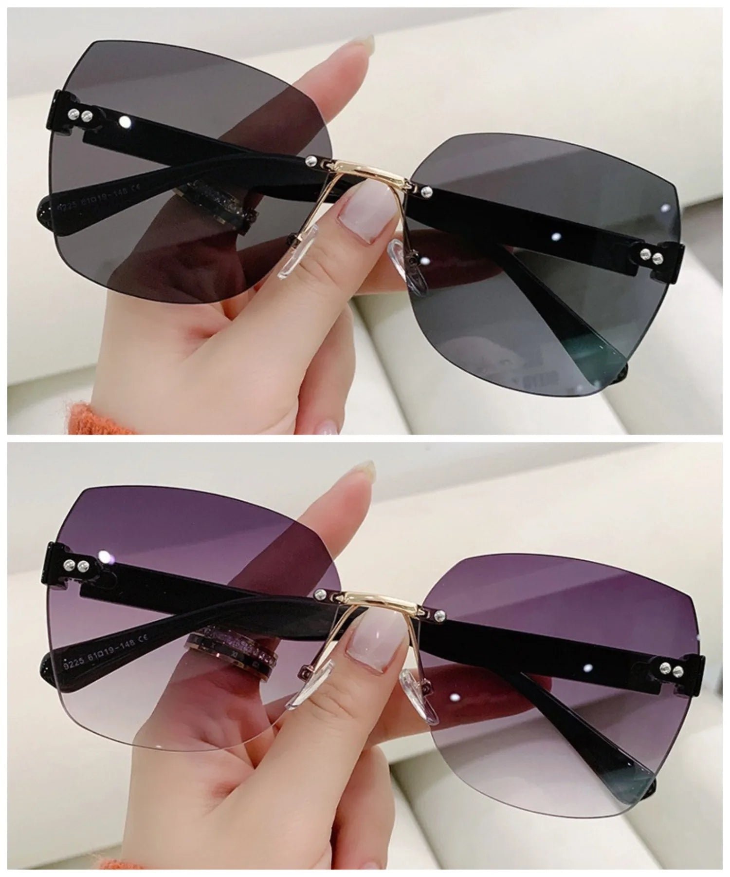 Sunglasses for Women New Fashion Rimless Eyeglasses Gradient Sunglasses Lady Vintage Classic Fashion Eyewear