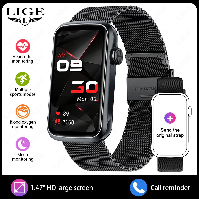 LIGE Smart Watch Women HD Bluetooth Call Bracelet Men Heart Rate Waterproof Smartwatch Sports Fitness Music Control Smartwatches