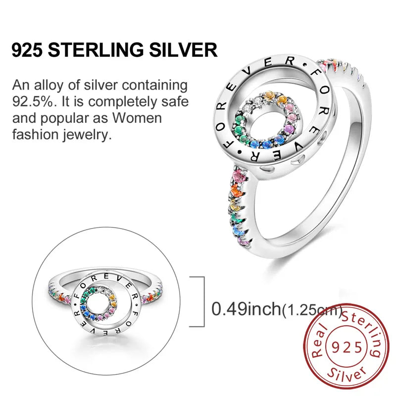 Rings Original 925 Sterling Silver Rings Bow Heart Sun Moon Star Zircon Rings For Women Jewelry Birthday Anniversary Gifts