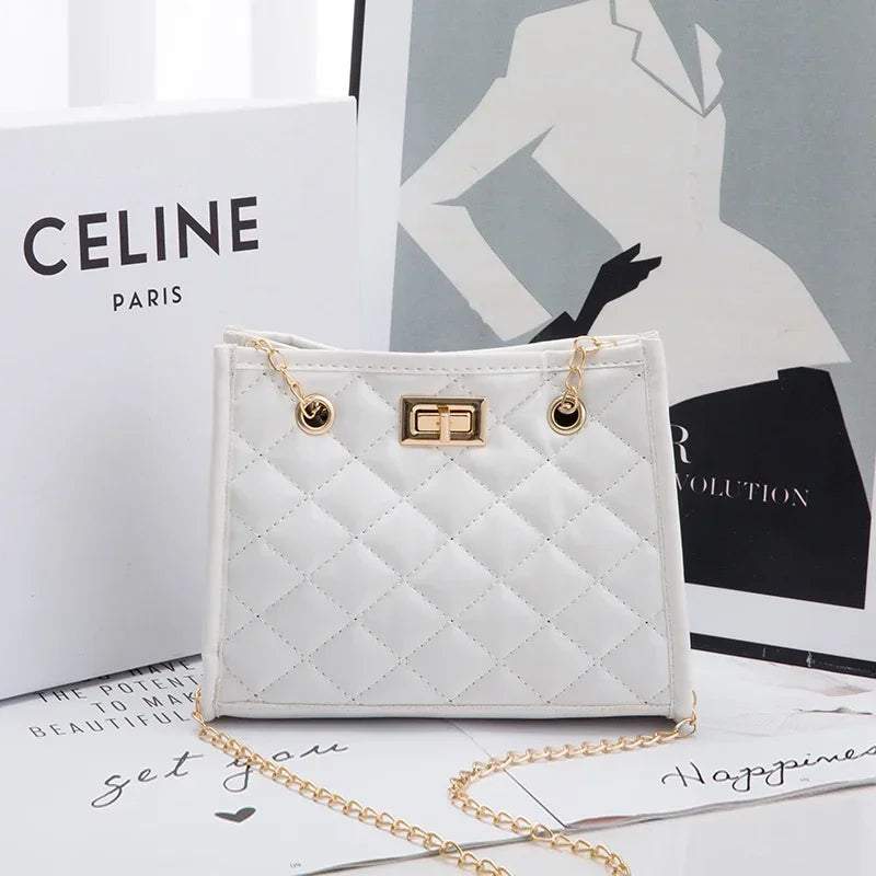 Women Tote Bags Handbag Chains Faux Leather Diamond Lattice Underarm Luxury Shoulder Bag Ladies Designer Bag