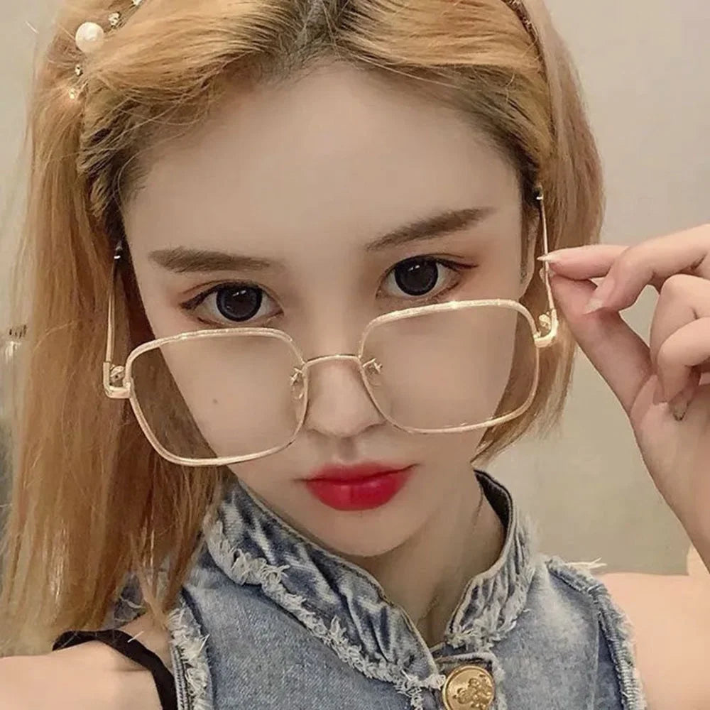 Oversized Anti Blue Light Glasses Men Women Diamond Studded Oversized Square Eyeglasses Computer Goggles Eyewear Glitter Frame