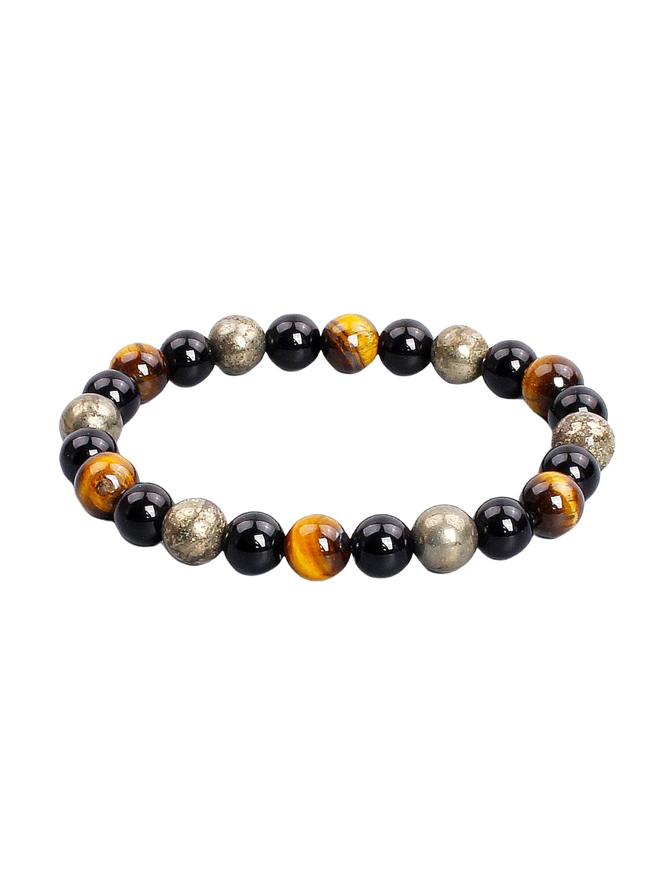 Triple Power Beaded Bracelet Tiger's Eye for Courage Obsidian Grounding & Pyrite for Wealth Natural Stones Healthy Care Jewelry