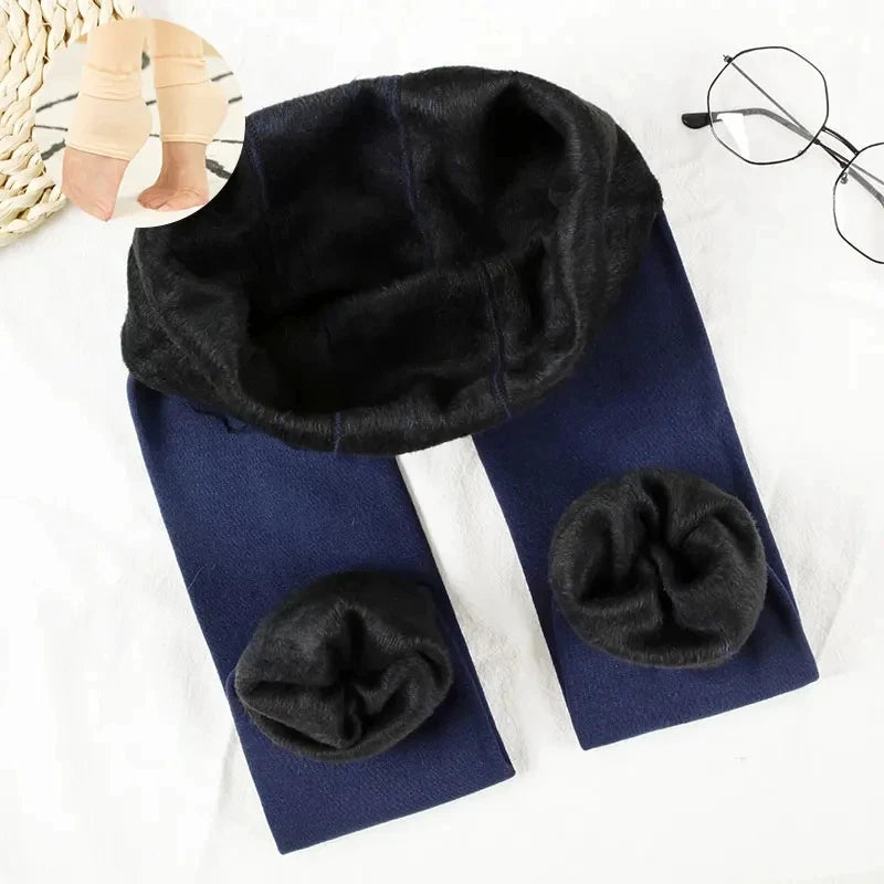 Women Winter Warm Leggings Solid Color Velvet Tight High Waist Slim Stretchy Leggings