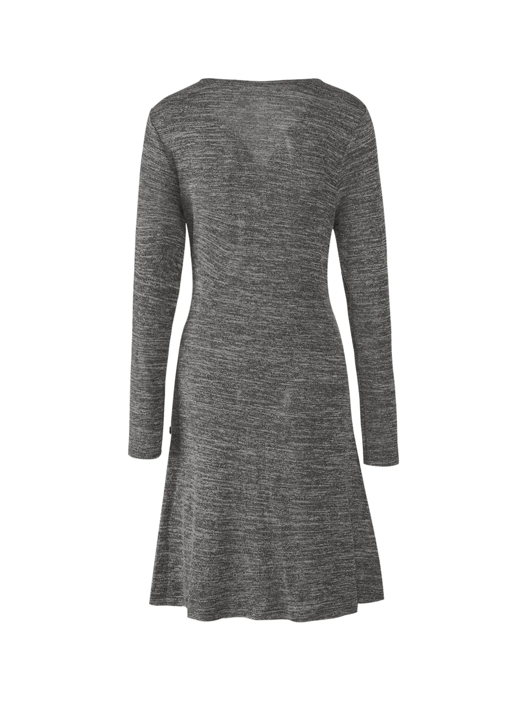 Women's autumn and winter long-sleeved dress with pockets and side buttons