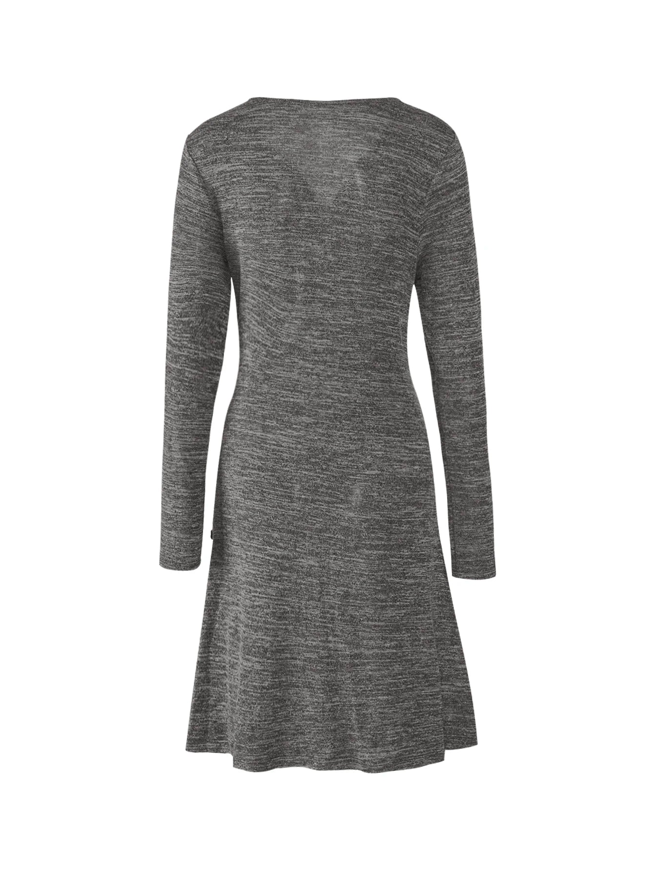 Women's autumn and winter long-sleeved dress with pockets and side buttons