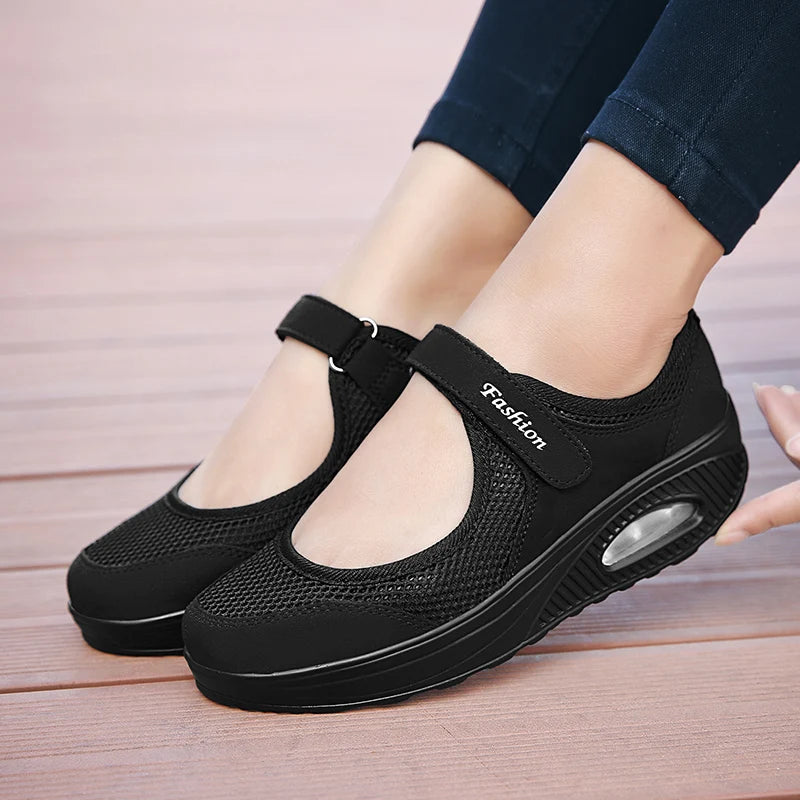 Women's Mesh Breathable Loafers Sneakers Solid Color Front Summer Walking Casual Shoes