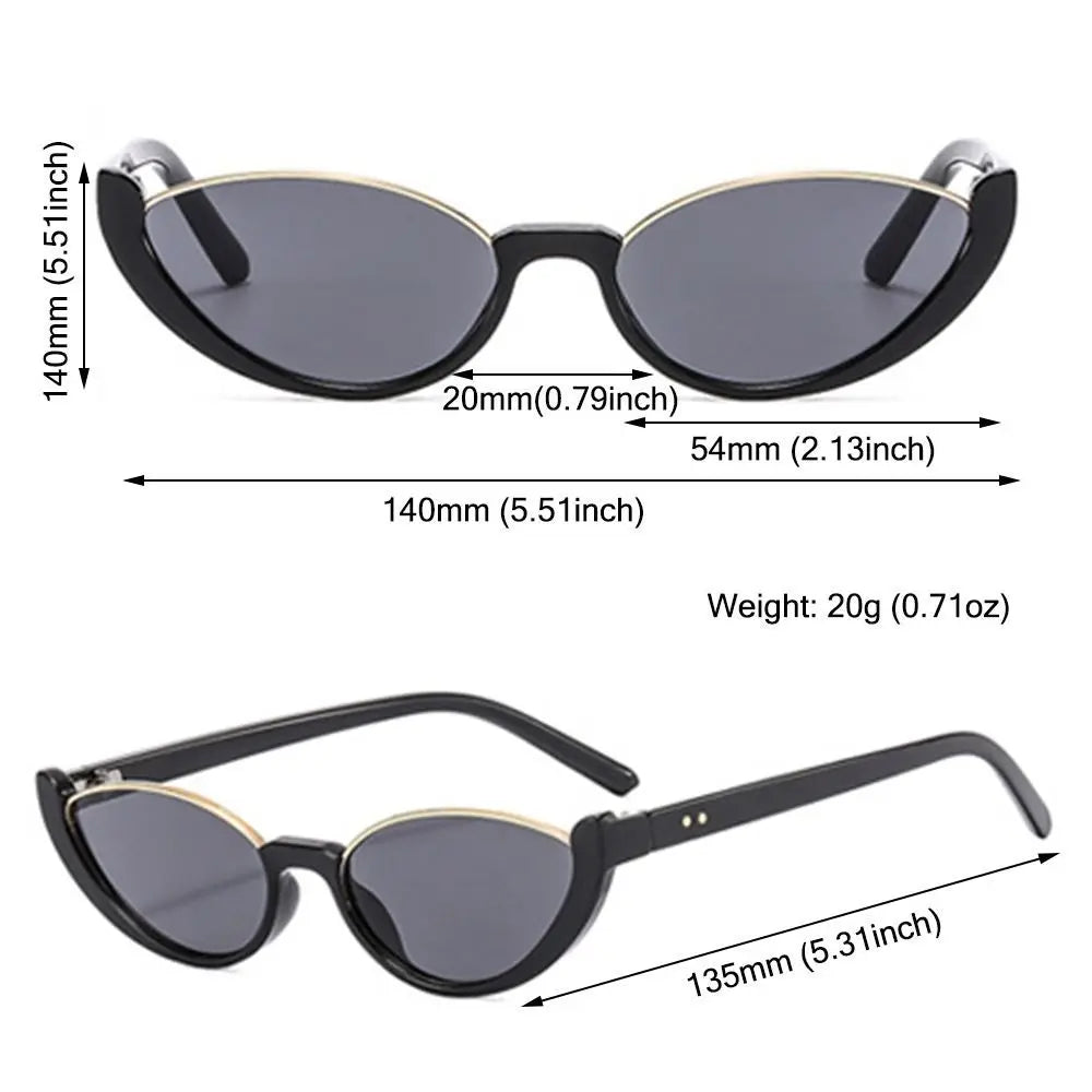Vintage Small Cat Eye Sunglasses for Women Trendy Half-frame Sun Glasses UV400 Fashion Shades Eyewear Summer Anti UV Sunglasses