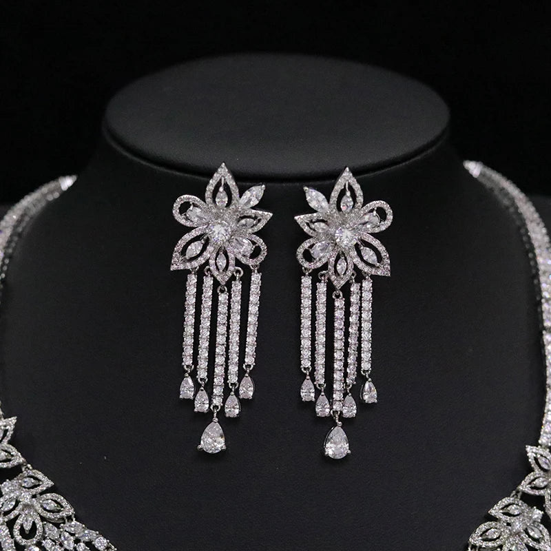 Luxurious 8-layer pendant Long Tassel Jewelry Sets Exaggerated Ladies Dubai Nigeria Crystal Necklace Party Wedding Accessories