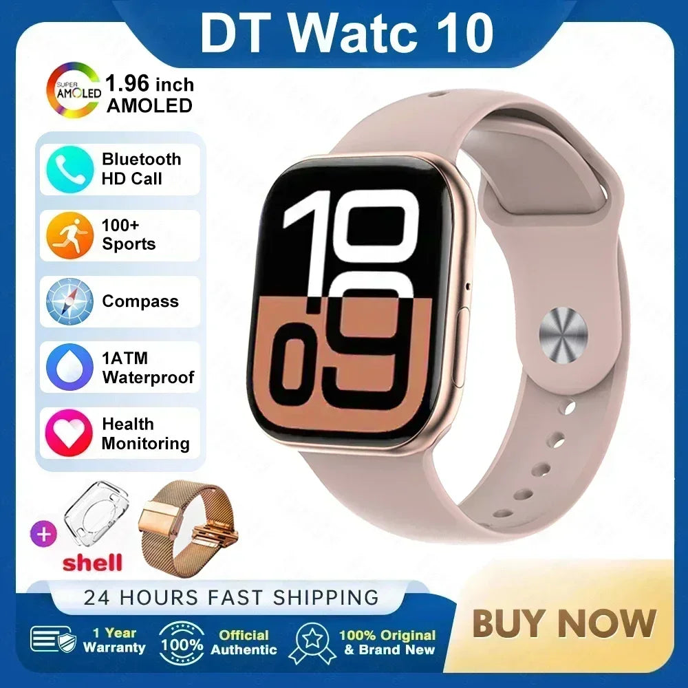 2025New For Apple DT Watch 10 Smart Watch Men HD AMOLED 32GB Memory Music 3D Surround Bluetooth Call Waterproof Smartwatch Woman
