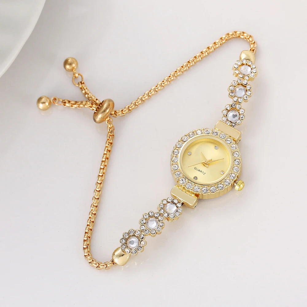 Hot selling lazy free pull-out women's bracelet women's watch fashionable color diamond inlaid fashionable temperament quartz