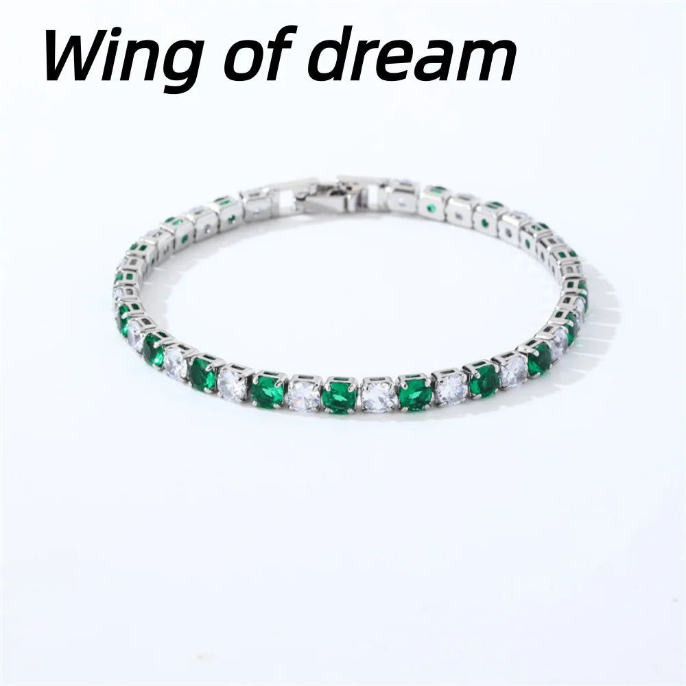 925 Sterling Silver Jewelry, 16cm-21cm Tennis Bracelet 4mm Crystal Zircon Anniversary Gift Women's Sterling Silver Bracelet