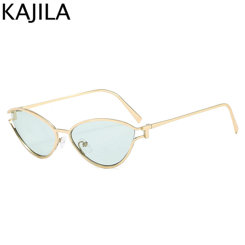 Sexy Cat Eye Sunglasses Women 2025 Luxury Brand Vintage Small Oval Punk Metal Frame Sun Glasses For Ladies Retro Eyewear Shades