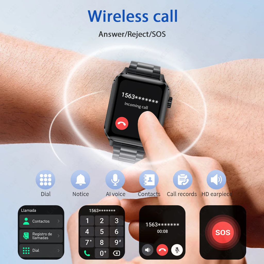 New LIGE Men Smart Watch Military Fitness Tracker Smartwatch Man Bluetooth Call Watches Waterproof Sports Smartwatch For Xiaomi