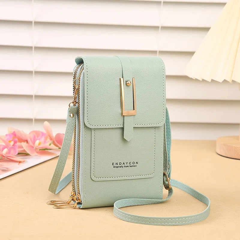 New transparent touchscreen phone bag trend simple crossbody small bag phone women's bag change bag vertical design