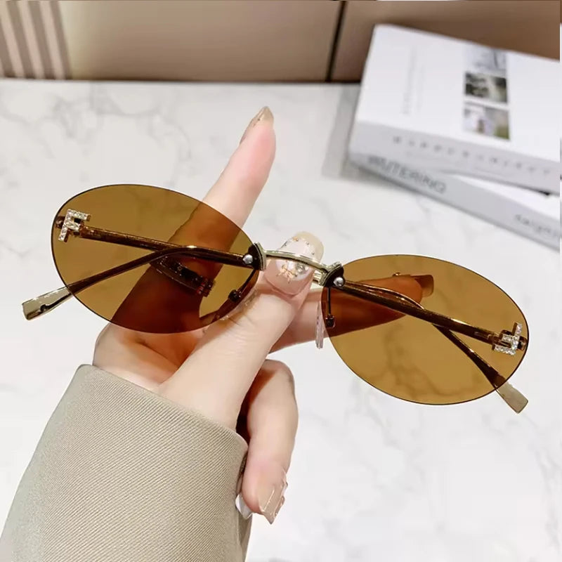 2pcs Trendy Square Sunglasses Women Luxury Brand Pilot Clear Sun Glasses Female Oversized Half Frame Shades Eyewear Rimless