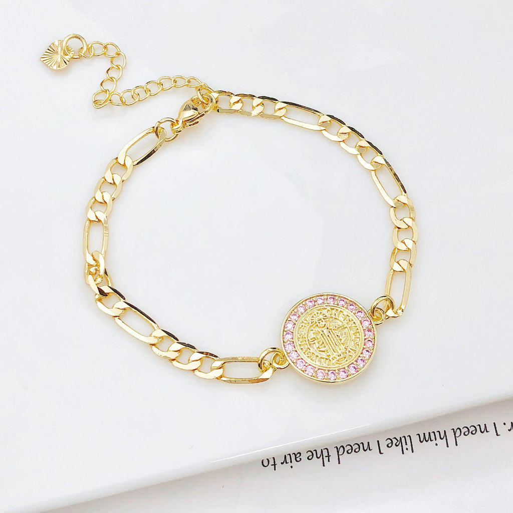 Fashion Men Women Religious Figure Adjustable Bracelet High-Quality Party Gold-Plated Zircon Jewelry for Daily Wear