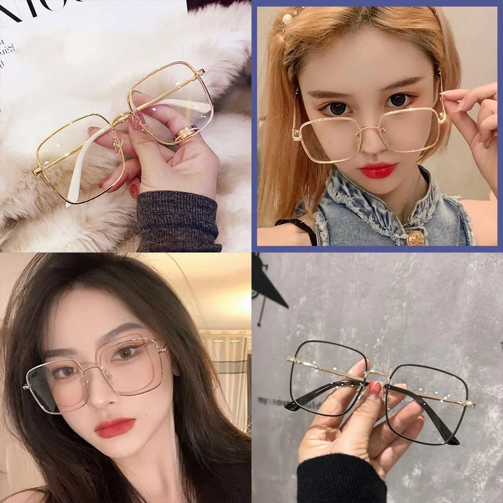 Oversized Anti Blue Light Glasses Men Women Diamond Studded Oversized Square Eyeglasses Computer Goggles Eyewear Glitter Frame
