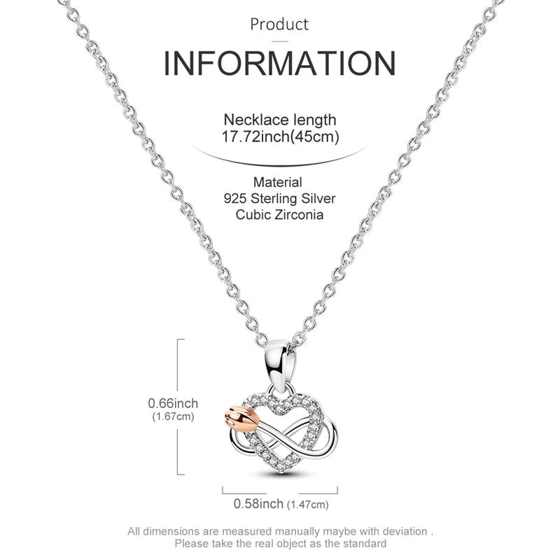 Original 925 Sterling Silver Necklace For Women Class Style Heart Shape Romantic Style High Quality Women Necklace Jewelry Gift