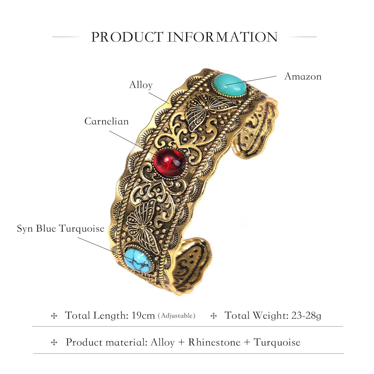 Alloy Oval Turquoise Bracelet Vintage Gold Silver Atmosphere Calm Men And Women Companion Open Bracelet Wholesale Resale