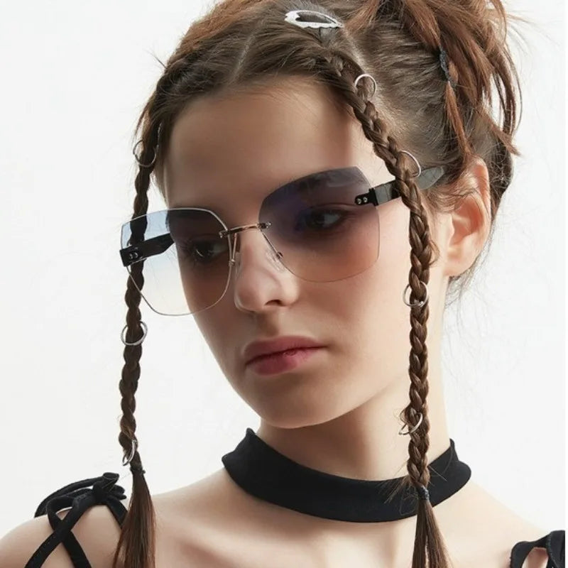 Sunglasses for Women New Fashion Rimless Eyeglasses Gradient Sunglasses Lady Vintage Classic Fashion Eyewear