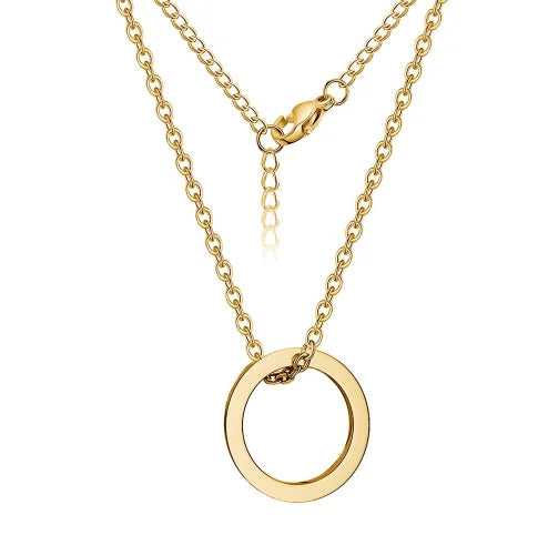 COOLTIME Custom Name Round Pendant Necklace Stainless Steel Trend Engraved Letter Necklace Jewelry Gift for Women