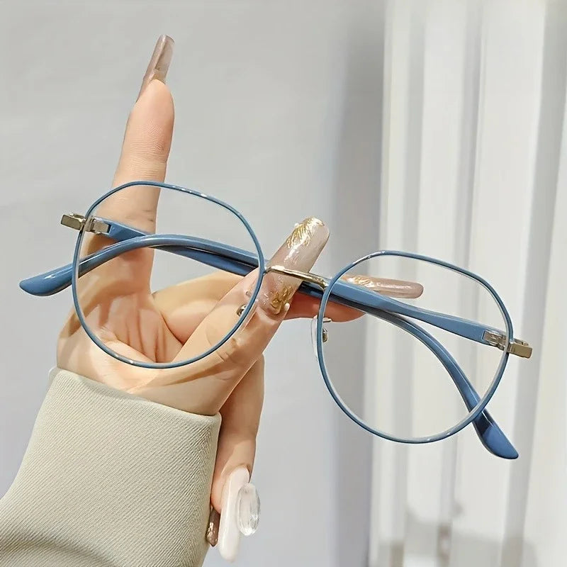 【+100~+400】Simple Classic Round Metal Frame Women'S Reading Glasses Suitable for Daily Reading and Wear Glasses