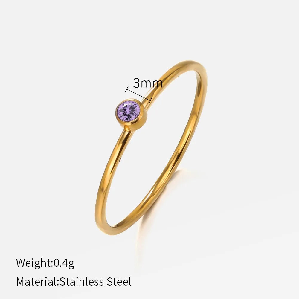 SUNIBI Stainless Steel Birthstone Ring for Woman Gold Color Simple Style Ring Festival Party Fashion Jewelry Dropshipping