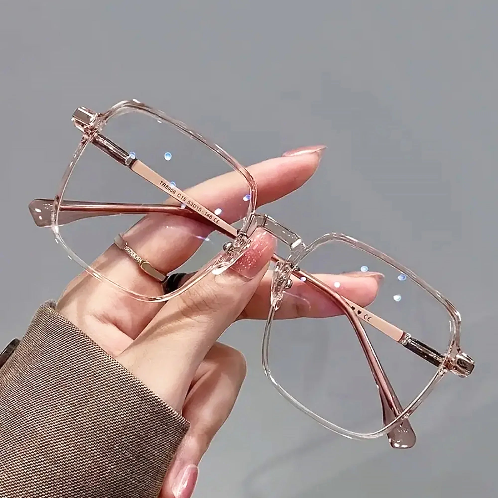 Large Square Reading Glasses with Glitter, Fashionable Reading Glasses, Reading Glasses for Women and Men  +1.0 To +4.0