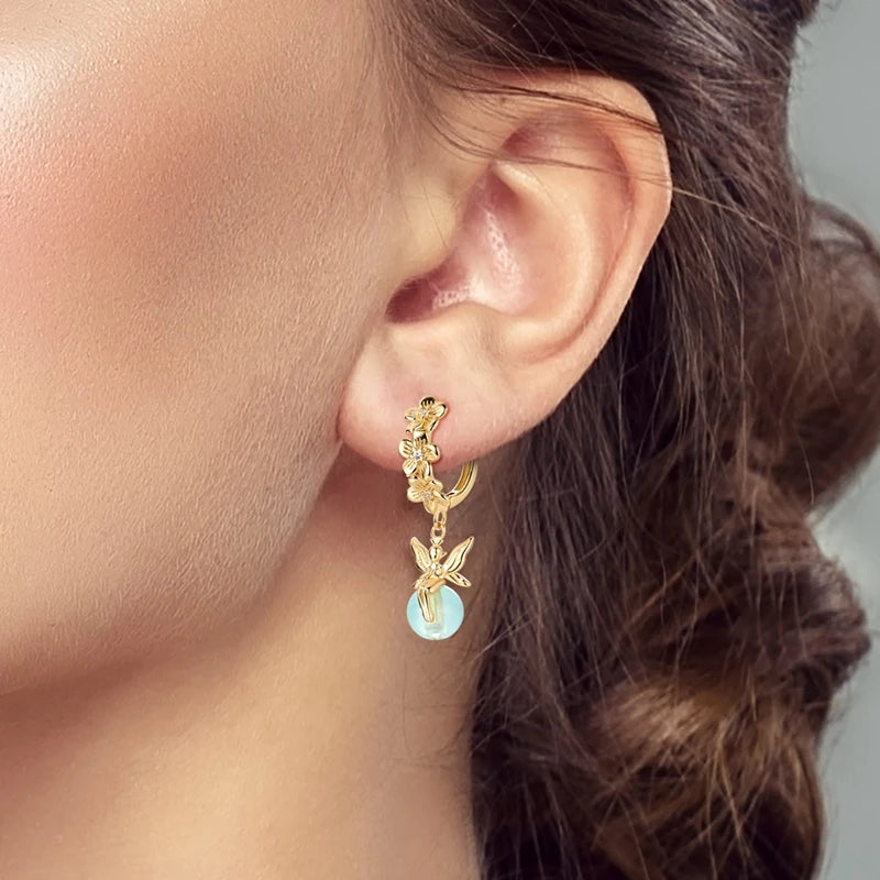 New in 925 Sterling Silver Luminous Flower Elf Stud Earrings for Women Girl Ear Studs Fine Jewelry Fashion Luxury Anniversary