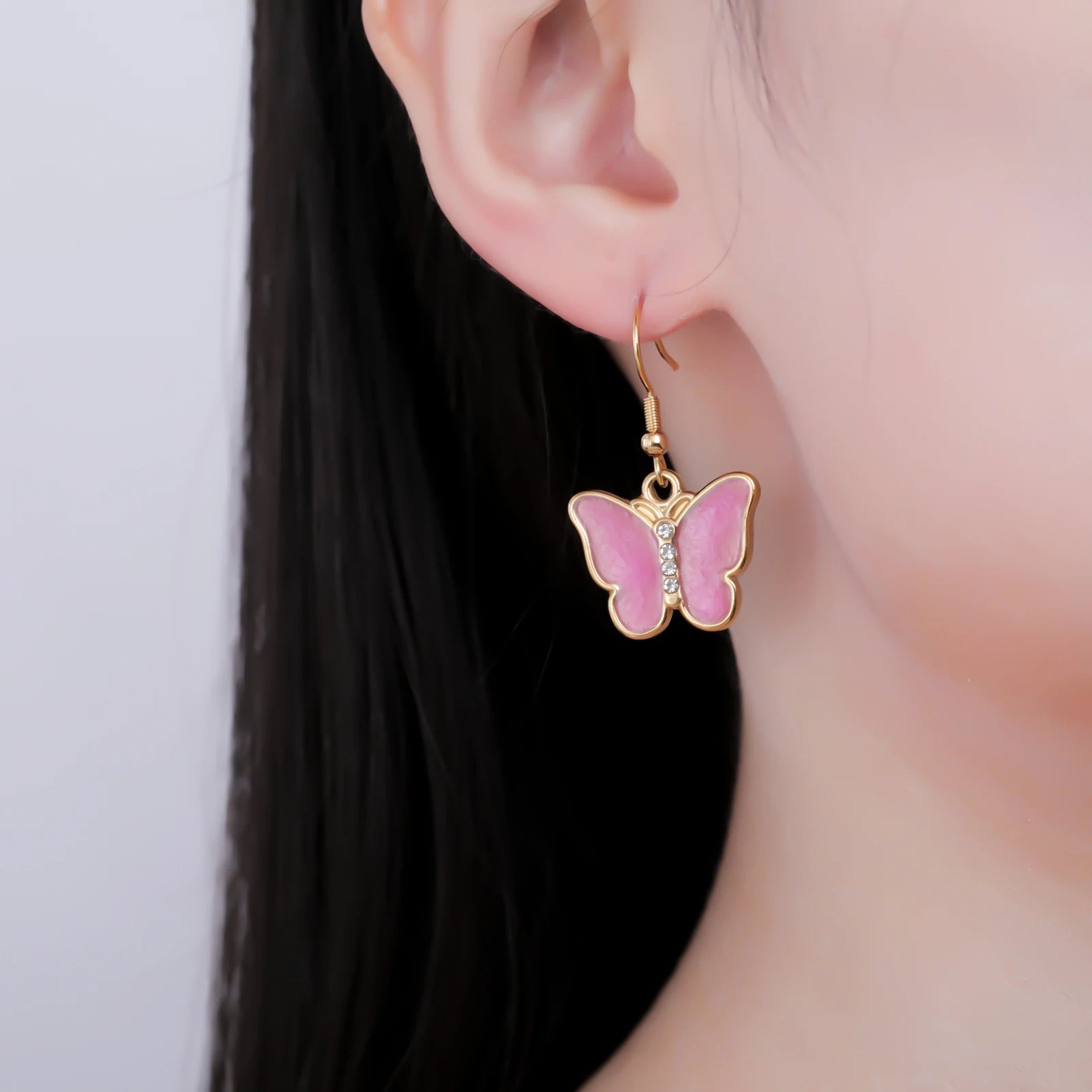 Cazador Stainless Steel Colorful Butterfly Earrings Drop Earrings For Women Girls Jewelry Party Birthday Gift Wholesale