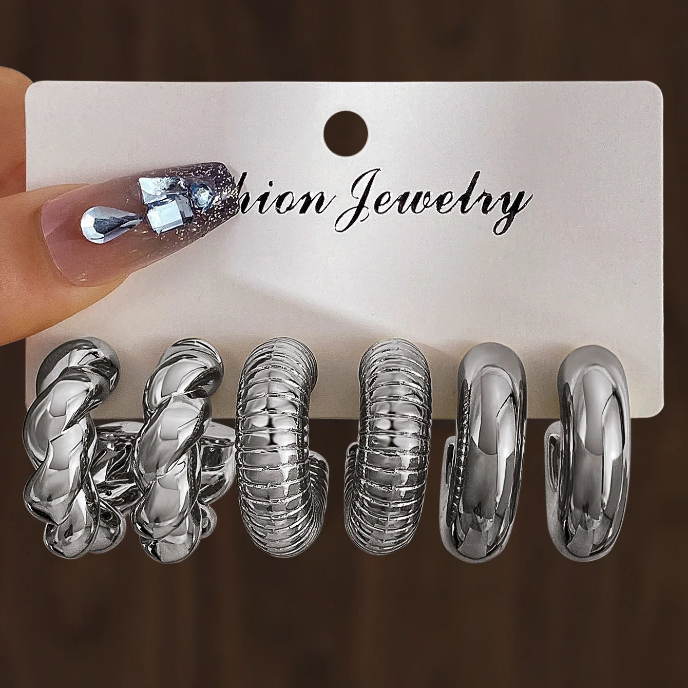 6pcs Stainless Steel Waterdrop Hoop Earring Set for Women European and American Minimalist Smooth Circle Drop Earring Jewelry