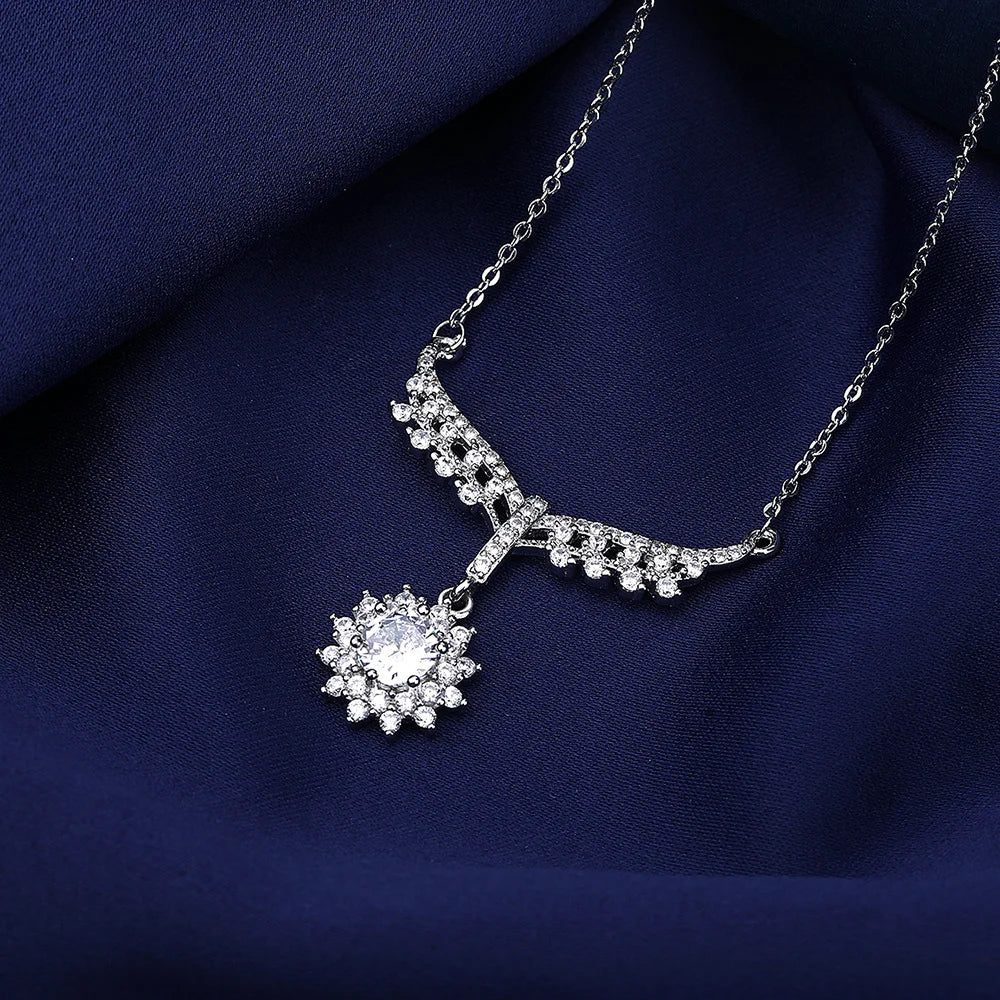 925 Sterling Silver Angel Wings Clavicle Chain Pendant Necklace Sparkling Zircon Women's Necklace Birthday Party Gift Jewelry