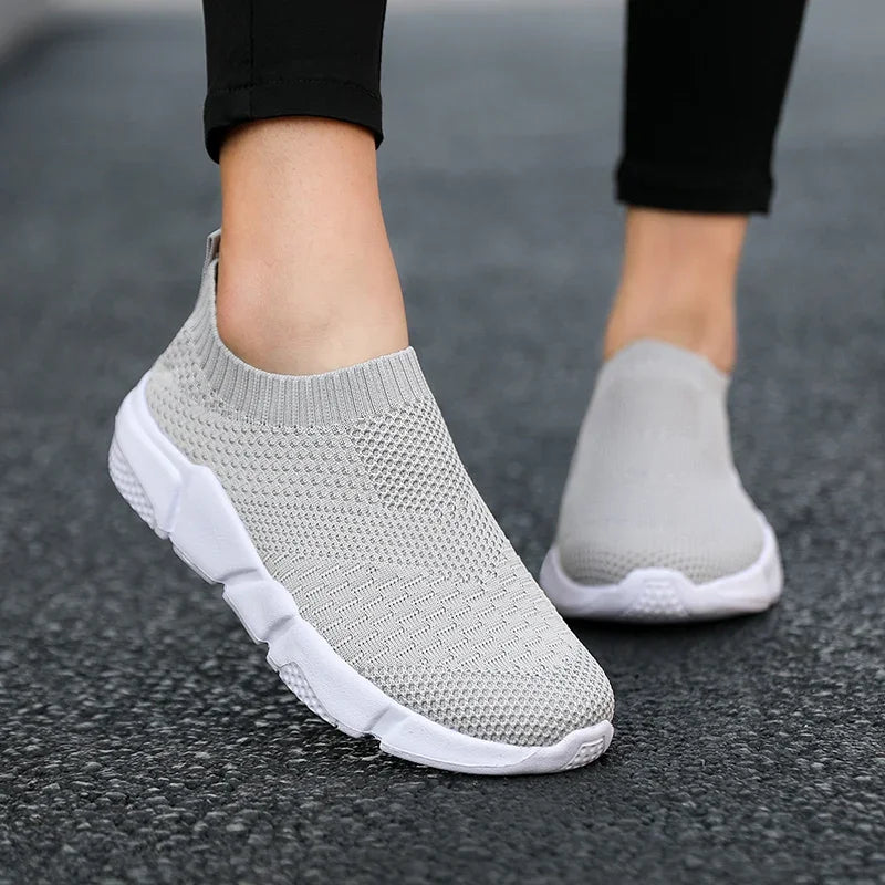 Sneakers Women Shoes Knitting Sock Sneakers Women Slip On Laides Walking Shoes for Woman Loafers Flats Tenis Famela Plus Size
