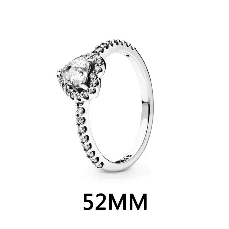 New 925 sterling silver heart-shaped earrings, rings, necklaces, pink red rainbow luxury set, sparkling charm jewelry,  gifts