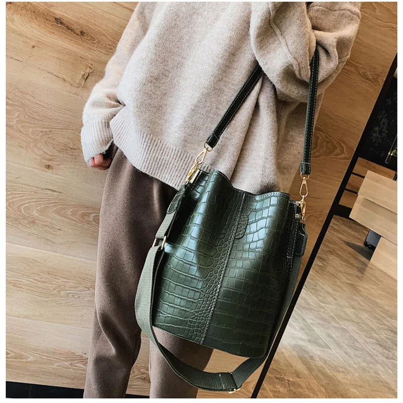 Women's bag Female Shoulder bag Handbag for women Crossbody bag new fashion Alligator print one-shoulder bucket bag