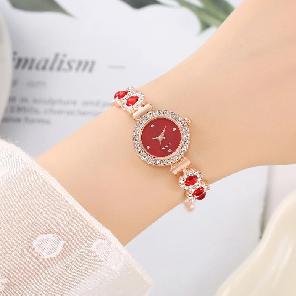 Hot selling lazy free pull-out women's bracelet women's watch fashionable color diamond inlaid fashionable temperament quartz