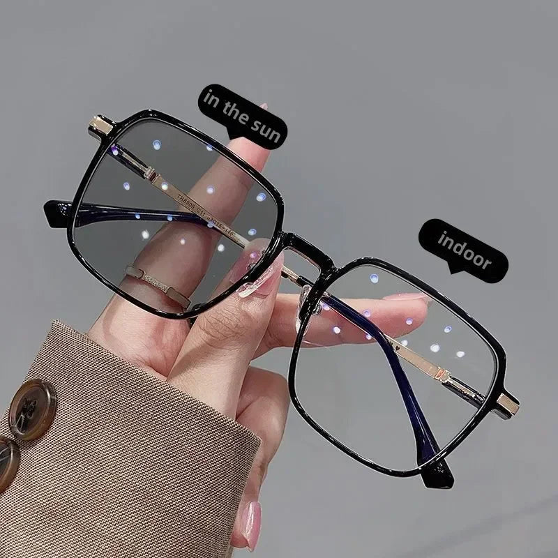 New Style Photochromic Myopia Glasses Men Women Color Changing Eyeglasses Anti UV Sunglasses Luxury Short-sighted Eyewear 0~-6.0
