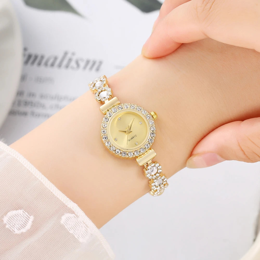 Hot selling lazy free pull-out women's bracelet women's watch fashionable color diamond inlaid fashionable temperament quartz