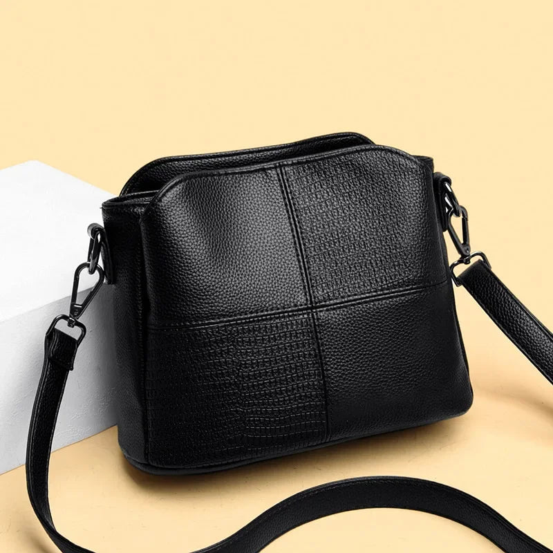 Simple Stitching Shoulder Bags For Women Soft Leather Crossbody Messenger Bag Phone Purse Brands Lady Handbag Clutch